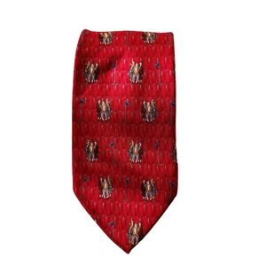 Beluga Beagle Colonial Golf All Over Print Necktie‎ Red Silk Men's Korea
